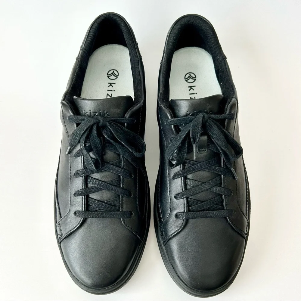 Kizik Vegas Black Leather Slip-On Lace-Up Sneakers Men's Size 11